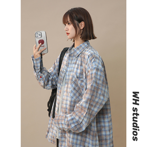 纯棉抖音品质休闲宽松衬衫外套618-CS555-P50控78女模图片