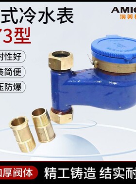 宁波埃美柯073 089型水表下进上出立式冷水表机械防滴水表家用水