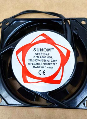 全新SUNOM SF8025AT 2082HSL 220/240V 8025 8cm机柜散热风扇风机