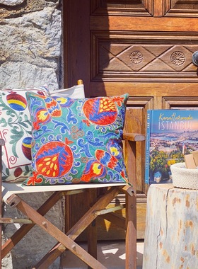 SUZANI土耳其手工植物花卉抱枕套50cm x50cm赠枕芯地中海风靠垫套