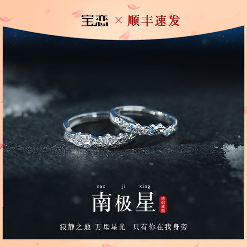 南极星999足银情侣戒指小众设计款女男一对轻奢感对戒纪念日礼物