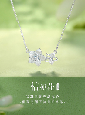 桔梗花项链S999银女小众设计高级感2026新款520情人节礼物送女友