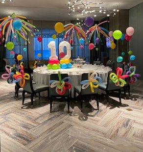 长沙同城气球包厢布置生日派对布置多巴胺纯色都可以选择
