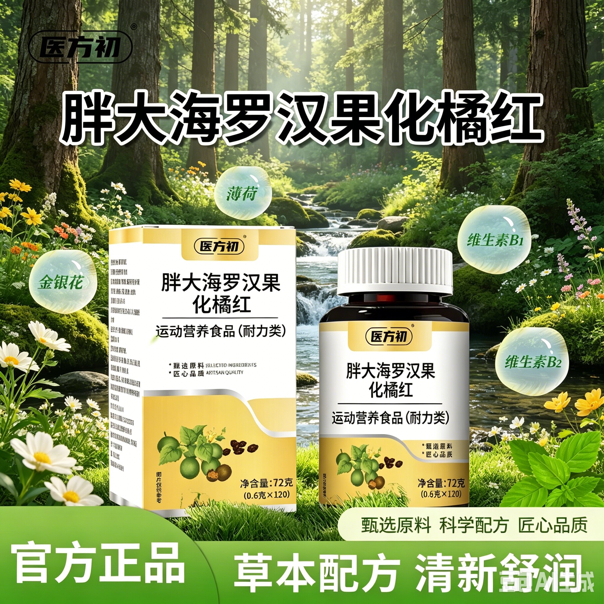 医方初胖大海罗汉果化橘红片善固益官方旗店舰正品运动营养食品片