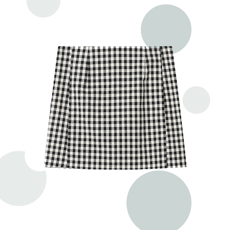 skirt 2019 Korean Edition Paige Half skirt ins Ultra-fire black and white lattice Cotton and hemp Short skirt D3in the Women's clothing/Boutique , Skirts  category - from Buy2taobao.com to provide professional Taobao agent buy service