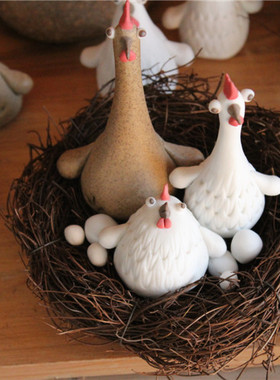 小鸡鸟窝居家橱窗摄影道具摆件
