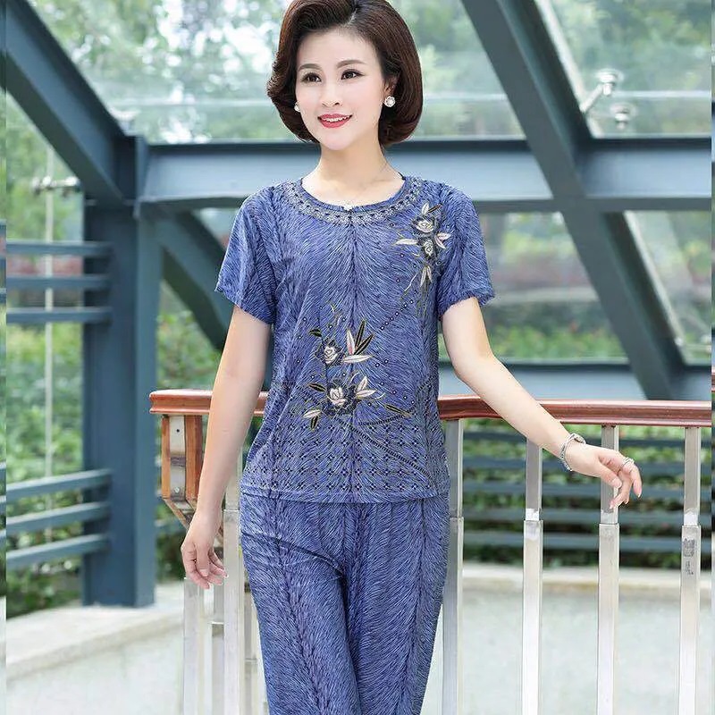中老年人短袖休闲套装
