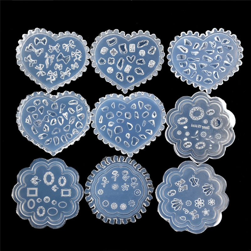 3D日系美甲雕花硅胶模具DIY蝴蝶结宝石字母指甲饰品贴片模板49-86
