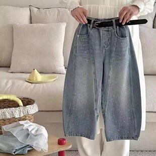 宝宝洋气弯刀裤 男女童牛仔裤 宽松烫钻韩版 2026春秋新款 潮女孩 童装