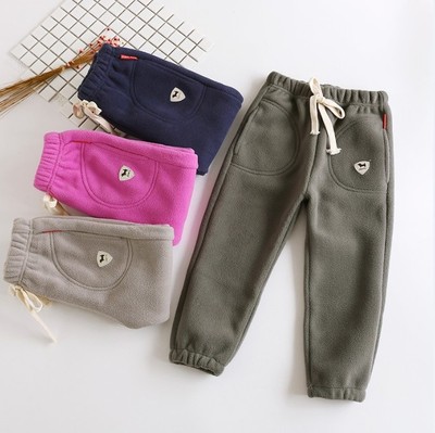 清仓儿童摇粒绒外裤加绒加厚双层保暖裤冬季男童裤子女童外穿宝宝