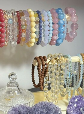 晗珞~猫眼石白玉髓优化白水晶手链精致气质手串轻奢百搭手饰批发