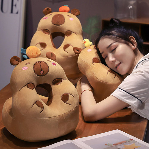 卡皮巴拉冰丝双面午睡枕趴睡枕头办公室抱枕女生学生睡觉趴趴枕头