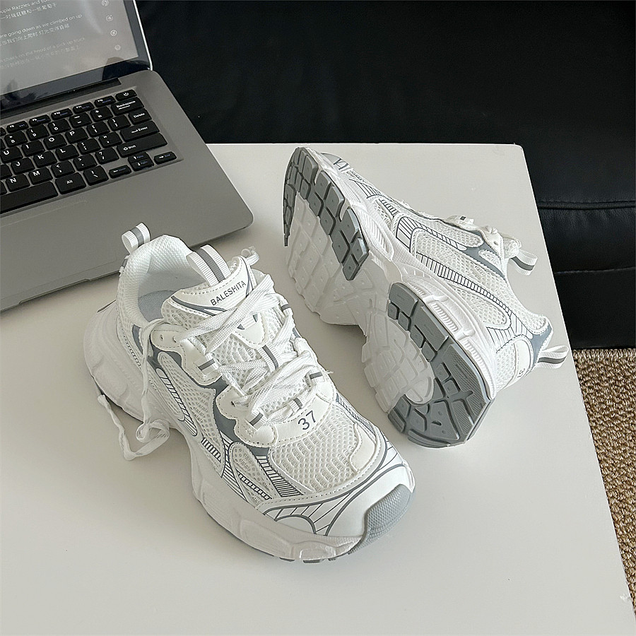 2026年春季新款小白鞋网面厚底老爹鞋男鞋情侣百搭增高休闲鞋女