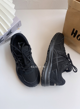 黑武士百搭男老爹鞋ins全黑色软底轻便运动鞋秋季复古鞋街拍港风