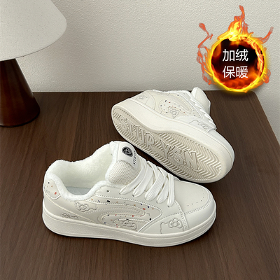 加绒保暖棉鞋休闲板鞋女鞋2025年冬季新款小众学生运动鞋