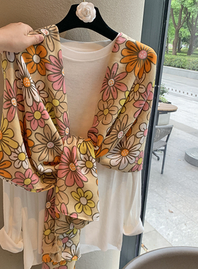 2025夏季新款时尚百搭复古黄色复古流苏棉麻围巾女空调房防晒披肩