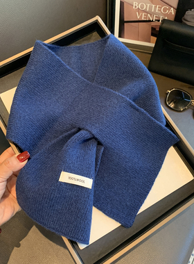 100%羊毛围巾2024新款男女生秋冬季情侣韩版百搭保暖纯色针织围脖