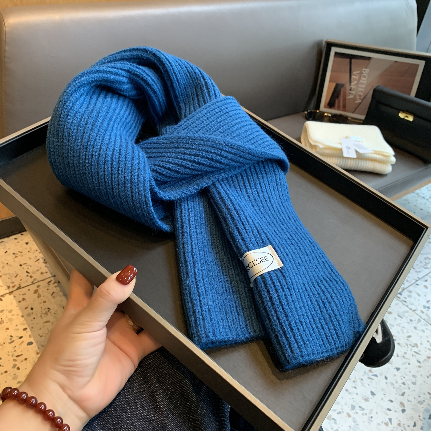 2025新款韩版穿搭围巾软糯针织坑条毛线女韩版秋冬保暖百搭围脖