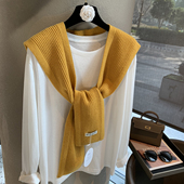 高品质纯色针织围巾披肩外搭女春季 百搭多功能小坎肩 时尚 新款 韩版