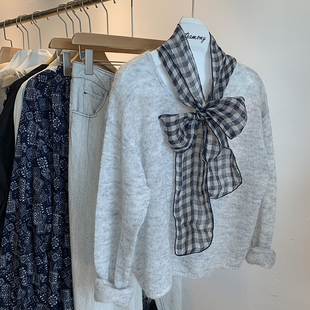 纯亚麻细长条窄丝巾女围巾小领巾腰带发带绑包丝带飘带格子围巾