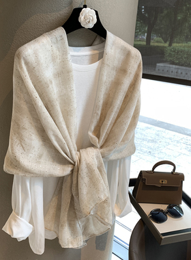 千金风烫金丝巾女春夏季旅游穿搭防晒披肩空调房保暖外搭披风围巾