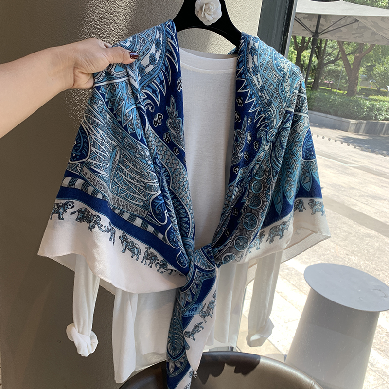 腰果披肩空调房亚麻防晒围巾春秋