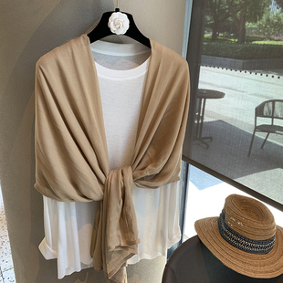 沙漠披肩颜色致胜棉麻感米色百搭围巾新疆旅游防晒纱巾 民族风薄款