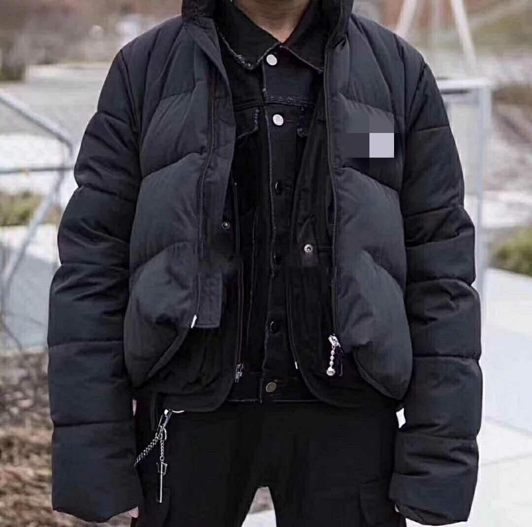 面包服羽绒服明星同款超长袖前短后长立领短款外套外穿