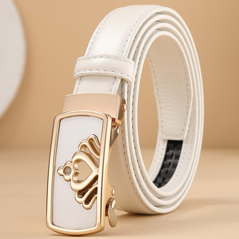 加长女士皮带真皮时尚头层纯牛皮自动扣牛仔裤腰带女百搭装饰休闲