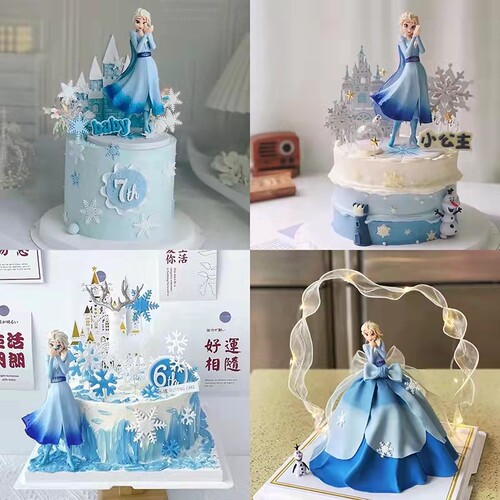 冰雪奇缘蛋糕装饰摆件新款艾莎
