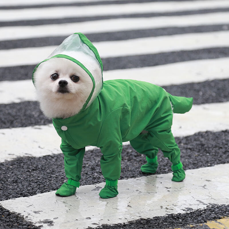 虹弦见宠物狗狗雨衣雨鞋一体四脚防水全包连体衣衣服鞋子下雨神器