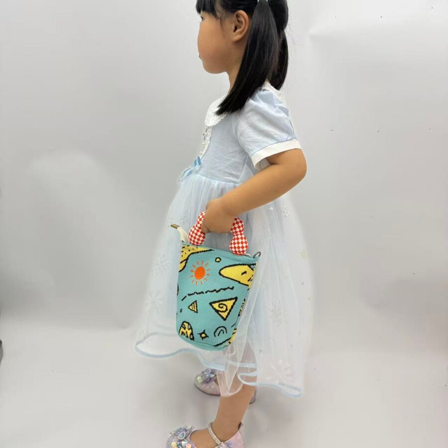 可爱卡通针织手机包女手提斜挎包百搭小包ins风mini手拿包帆布包