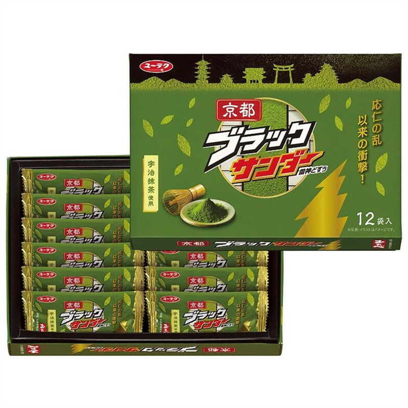 日本直邮 雷神 黑雷巧克力 抹茶可可曲奇口味 京都限定口味 12枚