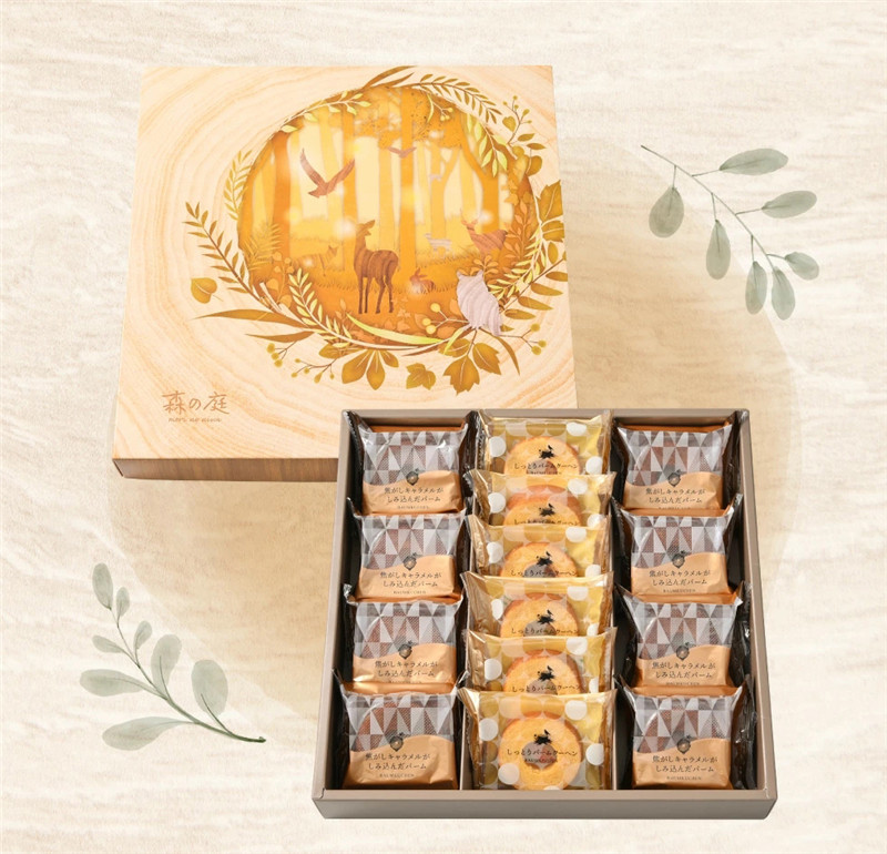 日本直邮 森之庭 焦糖 原味年轮小蛋糕点心零食 和果子 14枚 1盒