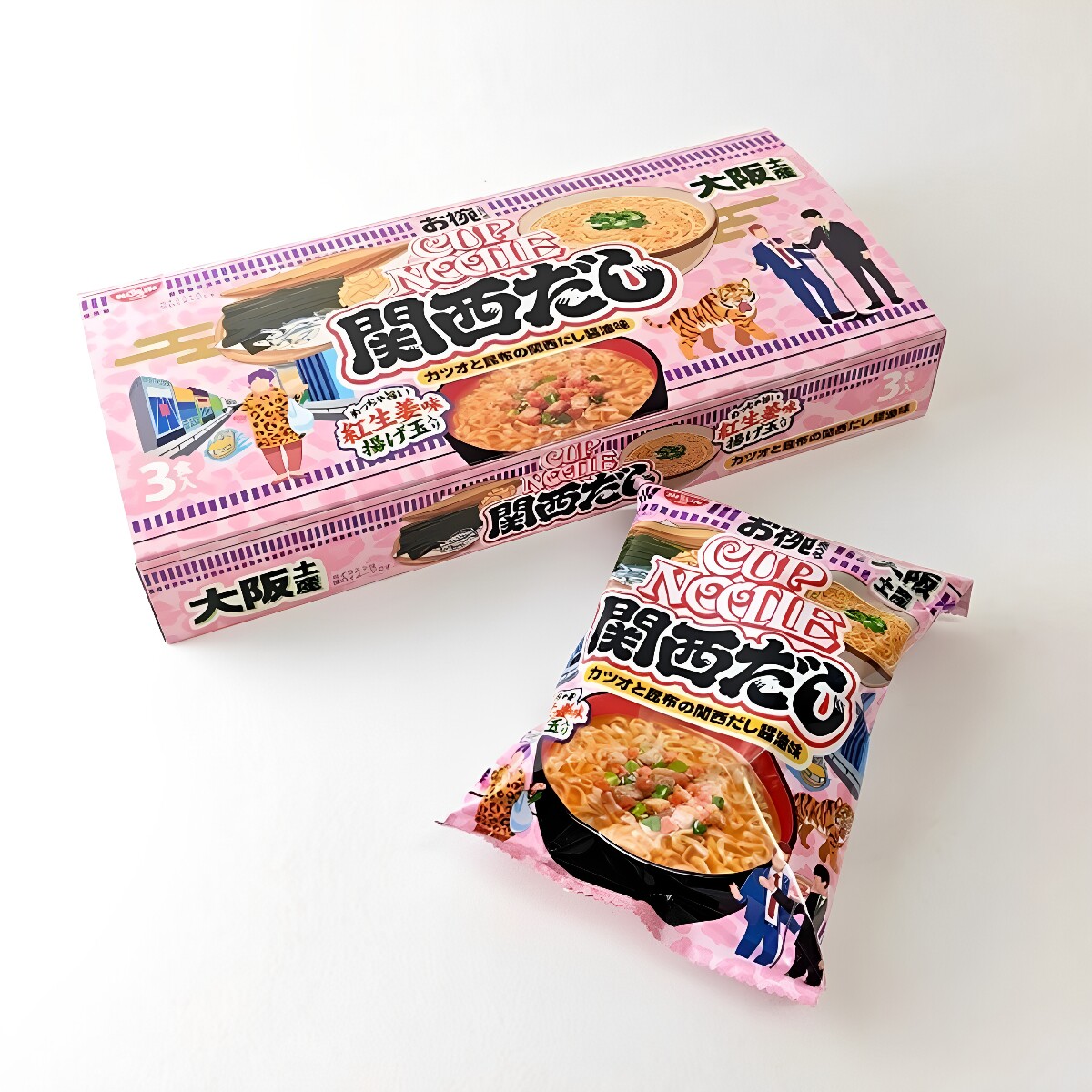 日本直邮 日清 cup noodle合味道关东煮高汤酱油味3袋装 大阪特产