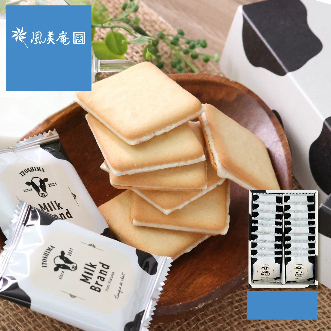 日本直邮 风美庵 糸岛牛奶猫舌饼干 巧克力夹心饼干 18枚/盒 1盒