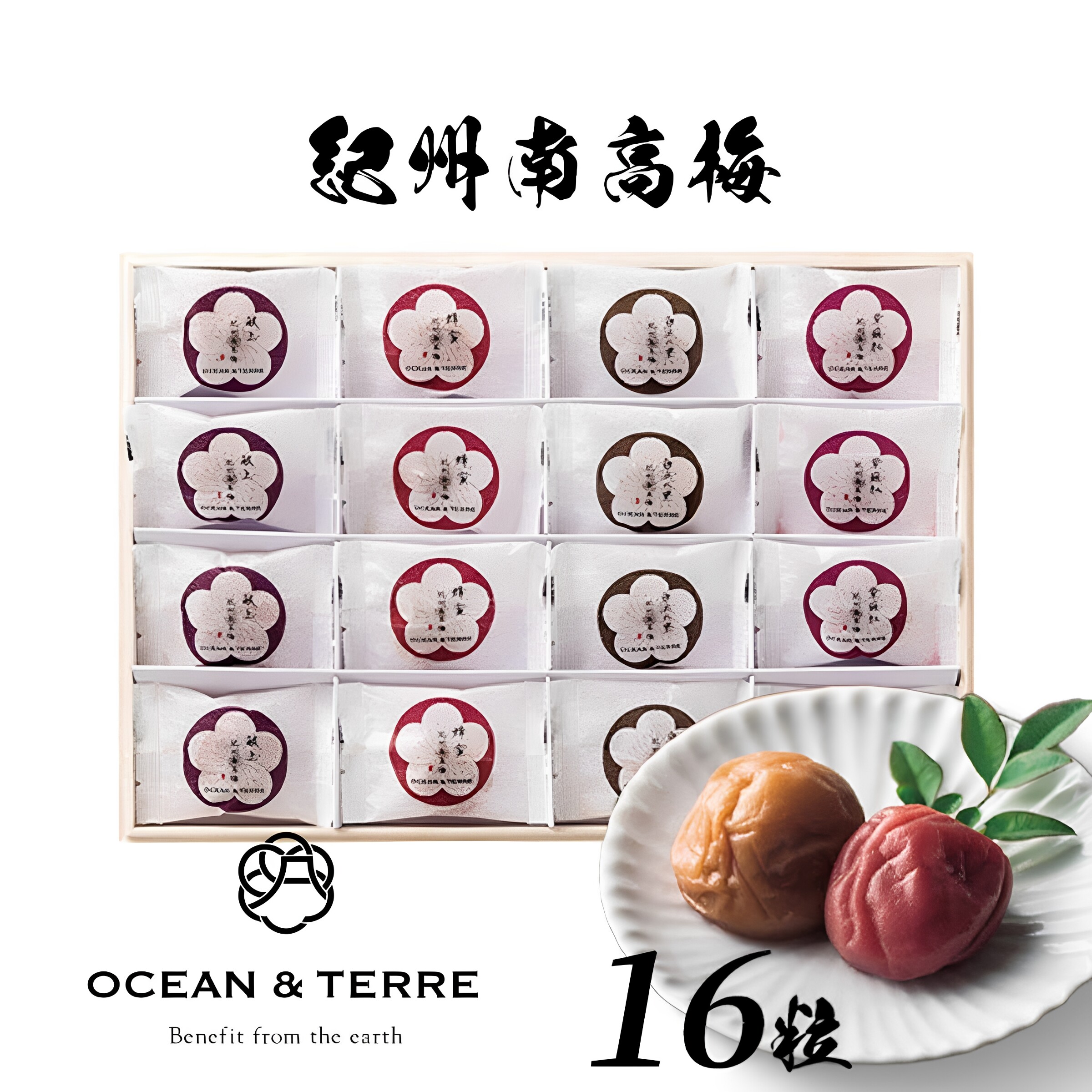 日本直邮 OCEAN ＆ TERRE Premium 纪州南高梅梅干 4种口味共16粒