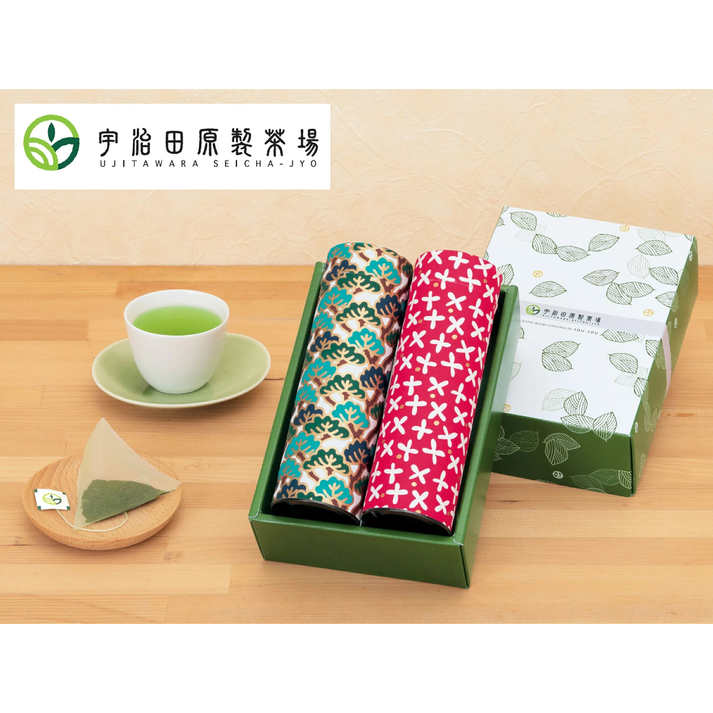 日本直邮宇治田原制茶场SOU SOU图案茶罐 绿茶玄米茶焙茶组合礼盒