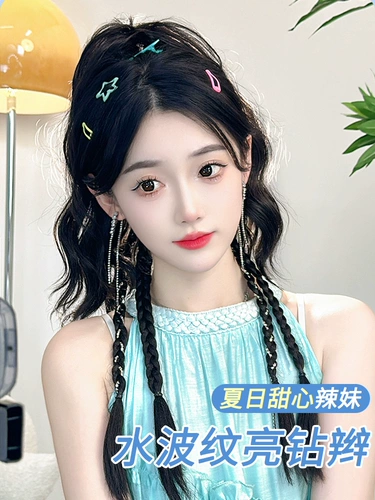 Парик, хвостик, боксерская заколка-крабик с косичкой, 2 карат