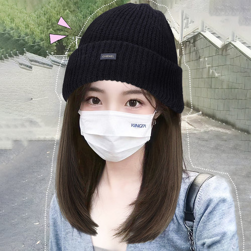 帽子假发一体女款2025冬季新款