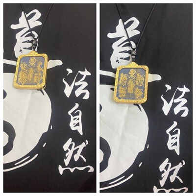 上行道金墨手绘五雷唐卡吊坠