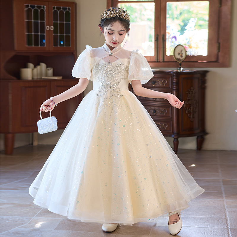 女童礼服公主裙2025新款花童婚纱生日蓬蓬裙儿童主持人钢琴演出服