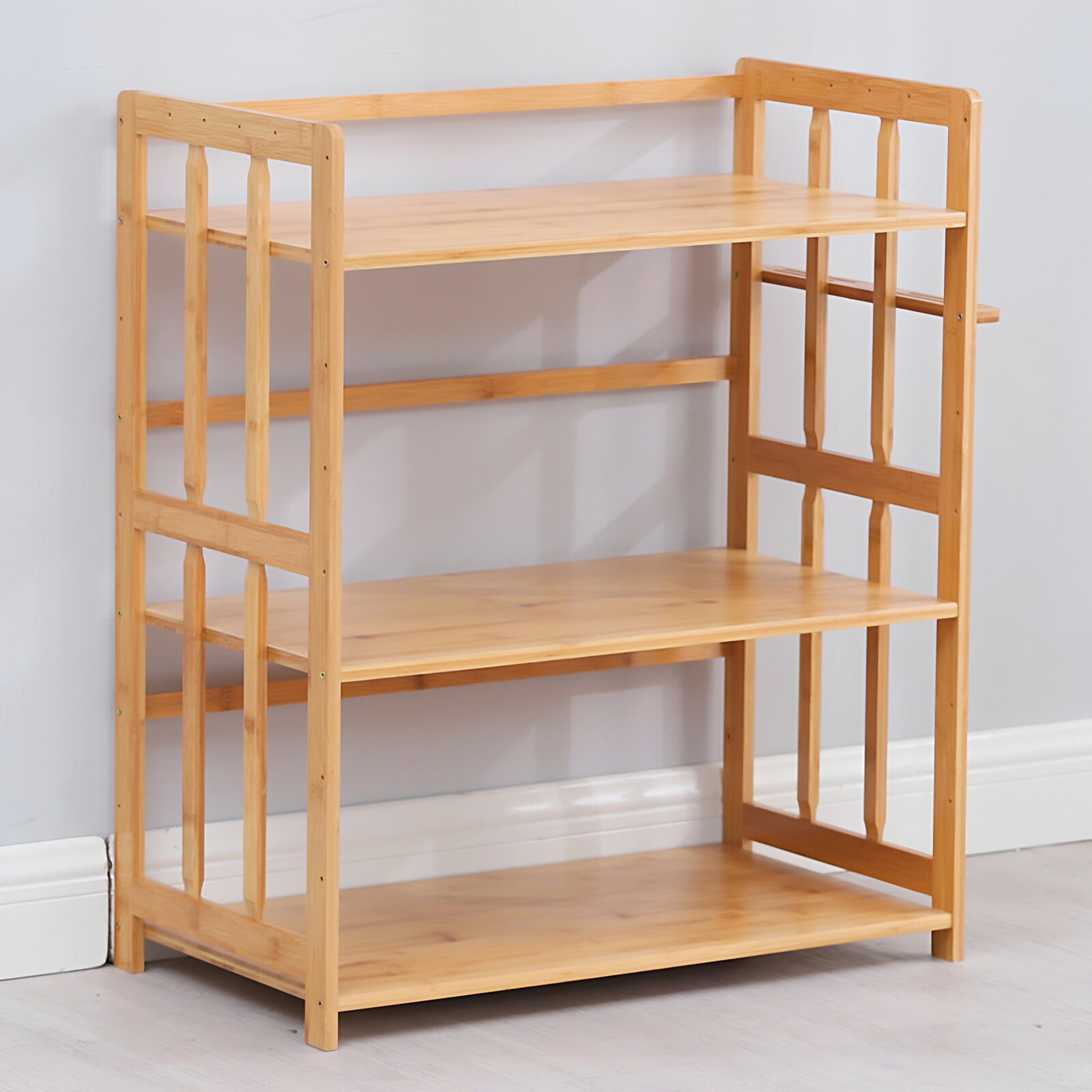 楠竹厨房置物架微波炉烤箱收纳架客厅实木锅具用品落地多层储物架