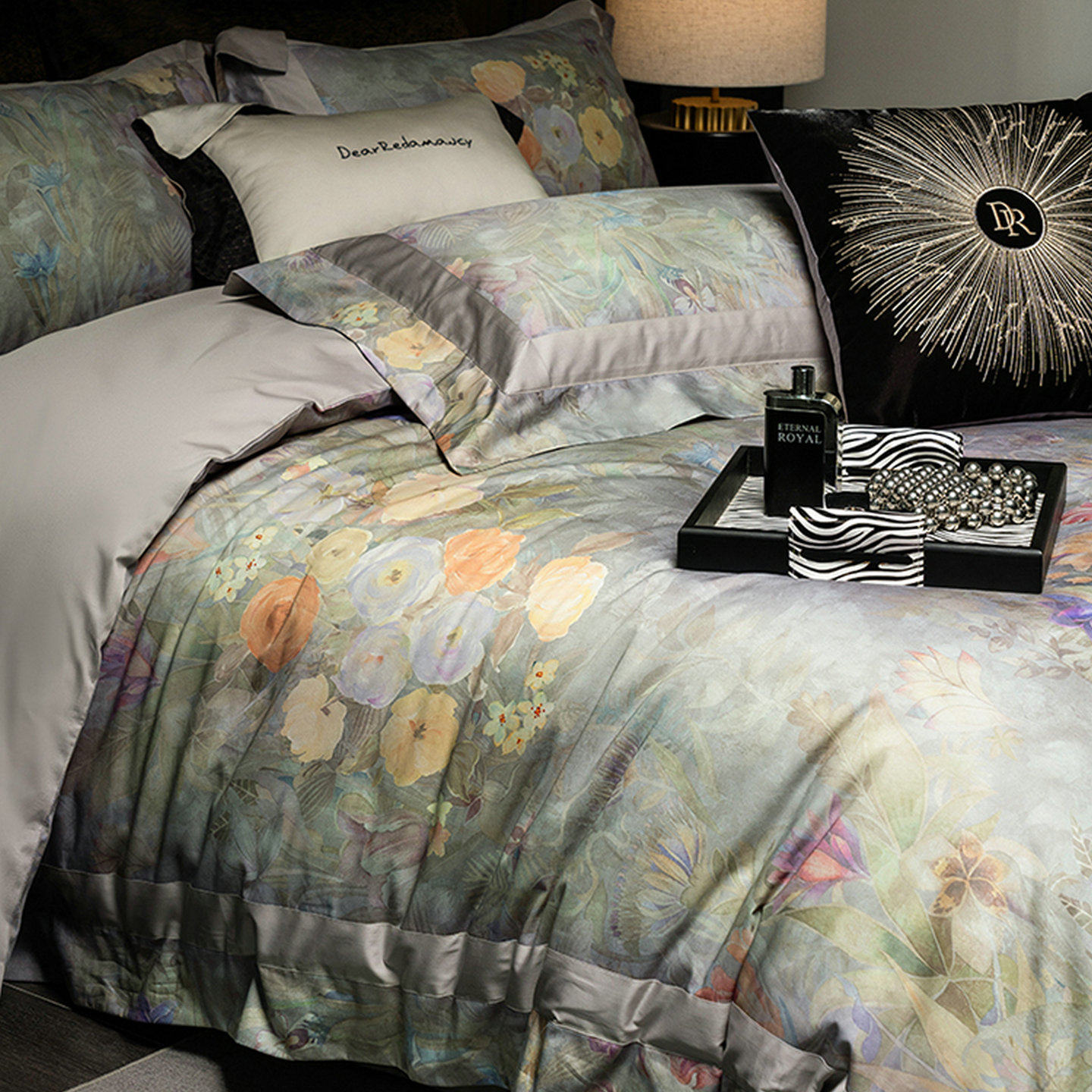 高奢120支长绒棉四件套全棉贡缎被套床单纯棉数码印花裸睡亲肤