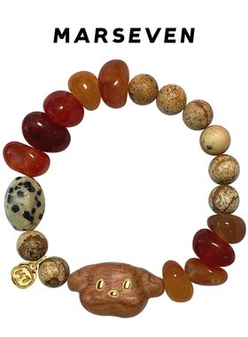MARSEVEN红玛瑙木头小狗手串