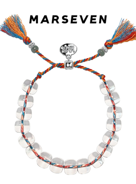 MARSEVEN 小狗系列白水晶编绳手链精致高级感经典百搭原创手饰品
