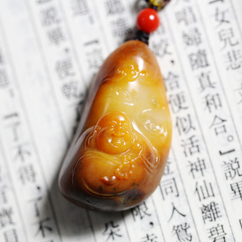 结缘 一户侯作品侯晓峰大师出品 新疆和田玉黄沁籽料弥勒佛侯晓峰