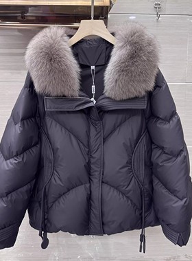 27  2025新款冬季女装时尚真狐狸毛大码妈妈装保暖白鸭绒羽绒服女