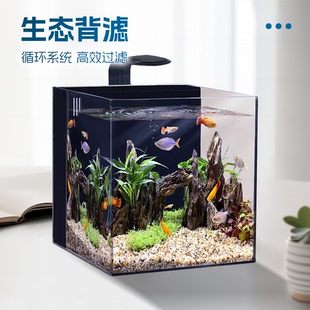 鱼小懒30x30x30cm背过滤桌面小鱼缸玻璃背板海缸生态鱼缸