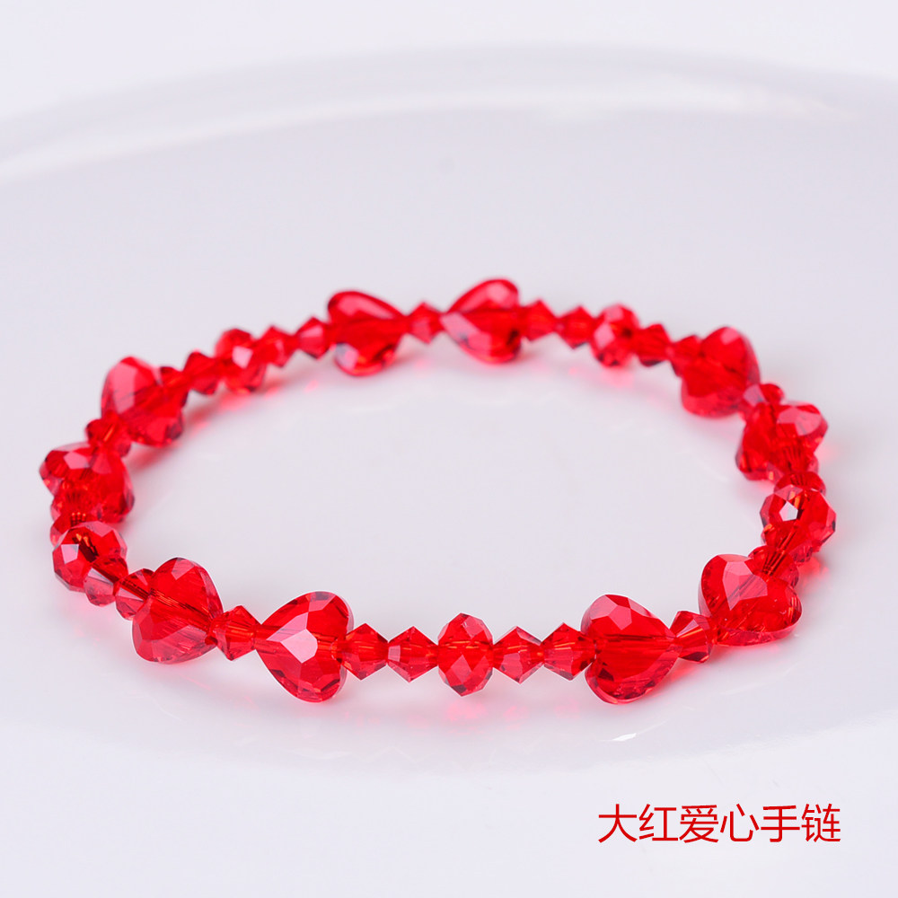 大红爱心手链本命年饰品奥地利水晶女简约手串华子闪亮简约
